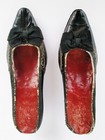 Antique 19th Century Pair Of Mules Woman Lady Black Leather Shoes Collectible