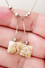 Delicate Millefiori Daisies Dangles 925 Sterling Silver Bracelet   Necklace Set