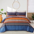  Boho Fall Quilt Set  Blue And Orange Bohemian Quilt Bedding Queen Blue Orange