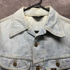 Vintage 70s Jean Denim Trucker Jacket Mens Xs S Light Wash Faded Distressed