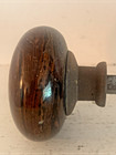 Pair Antique Vintage Brown Marbled Porcelain Door Knobs With Spindle