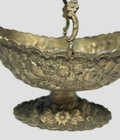 Antique Heavy Bronze  Cast  Pewter  Signed Japan Repousse Rose Flower Basket 6 