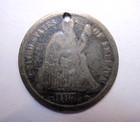 1873 Arrows Seated Liberty Dime Love Token 10c Silver Coin Mep Initials Engraved