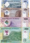 Angola Set 4 Unc 200 500 1000 2000 Kwanzas 2020 2025 P 160 - 163 Polymer