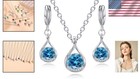 Blue Crystal Jewelry Set Women Wedding Bridal Necklace Earrings Bracelet Gift   