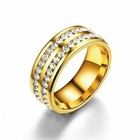 316l Stainless Steel Wedding Silver gold Band Men Women Couple Cz Ring Size 6-13