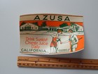 Vintage Original Azusa Sunkist Orange California Label Free Ship