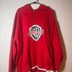 Warner Bros Studio Store Red Fleece Hoodie Sweatshirt Wb Logo