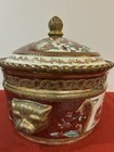 Vtg Oriental Accent Large Lidded Tureen With Floral Motifs   Applied Lion Masks 