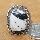 Natural White Buffalo Sterling Silver Tufa Cast Men s Ring Size 11-1 2  24 3g