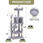 Uforic 44  Cat Tree Tower  With Scratch Posts  Condo  Hammock  Toys  Light Gray