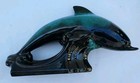 Large Canadian Blue Mountain Pottery Dolphin Figurine 12   Long Beautiful Glaze