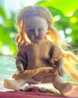Antique German Bisque Dollhouse Doll 2 5  Jointed Blonde Wig Miniature Child