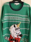 Jolly Sweaters Ugly Christmas Sweater Green Knit Holiday Unicorn Candy Adult M