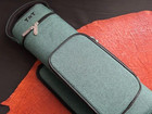 Tnt 3x5 Green Nylon Pool Cue Case  Blue Interior  Back Pack Straps 
