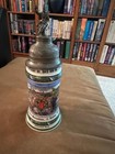 Antique German Lithophane Regimental Beer Stein Hand Painted   Enameled 1912-14