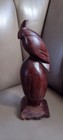 Vintage Heavy Wooden Hand Carved Great Horned Owl Sculpture 