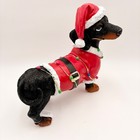 Christmas Dachshund Figurine Black Tan Wiener Dog Santa Suit Holiday Decor