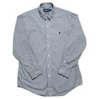 Vtg Ralph Lauren Shirt Mens L Black White Pinstripe Long Sleeve Button Down Pony