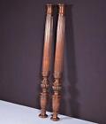 25  Tall Pair Of French Antique Solid Walnut Wood Posts pillars With Flat Backs
