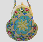 Antique Vintage Beaded Purse French Ivory Celluloid Frame Seller Pays Us Tariffs