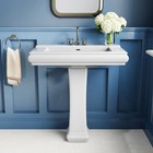 Horow Bathroom Pedestal Sink Combo Single Bowl White Ceramic With Overflow
