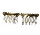 Pair Vtg Cloisonne Goldtone Black Enamel Heart W  Flowers Hair Combs
