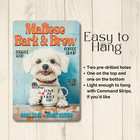 Maltese Coffee Bar Sign Bark   Brew Dog Funny Metal Tin Decor Wall Art Plaque