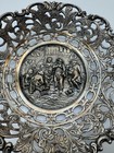 Antique German dutch Silver Plated Basket W  Handle Reticulated Repousse Tavern