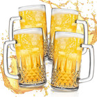 20oz Beer Mug Set  Glass Beer Steins With Handle  Large Clear Drinking Glasses