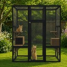 70   Large Catio Outdoor Cat Enclosure Cat House With 5 Platforms  2 Resting Box