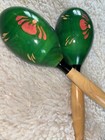 Vtg  Maracas Mexican Latin Fiesta 2 Piece Set  11  Large Wooden Rumba Shakers