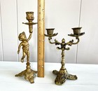 Vintage Metal Candlesticks A Cherub Angel   1 Other Candle Holder Candelabra