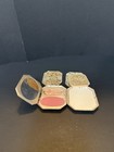 Vintage Etched Silver Tone Compact W  Powder And Rouge Intact - Beautiful  9