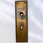 Antique Art Deco Cast Brass Keyhole Entry Door Knob Back Plate 10 X 3   