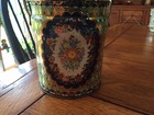 Vintage Floral Murray-allen Round Handle Lidded Tin Container Made England 