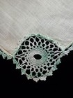 Vintage Pale Yellow Hankie Green Crochet Edge Handkerchief Hanky 292