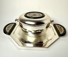 Plated Covered Caviar Dish  Chrome  Enamel And Silver Very Rare Unique Piece