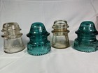Lot Of 4 Vintage Hemingray Glass Insulators Aqua   Clear No  20   No  16 Made In