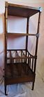 Victorian Hardwood Music Stand   Magazine Rack With Metal Casters And Drawer