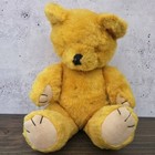 Vintage 9  Jointed Mohair Teddy Bear Golden Yellow Missing Eyes Cloth Paw Pads