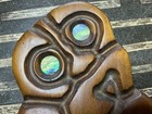 Vintage Maori Wood Carving Hei Tiki Rotorua New Zealand Abalone Paua Shell Eyes
