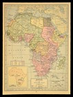 Antique Africa Map Wall Art Union Of South Africa Belgium Congo Vintage 1930s