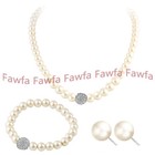 8 10 12mm White South Sea Shell Pearl Round Beads Necklace Bracelet Earrings Set