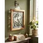Vintage Calla Lily Stained Glass Suncatcher Wood Framed Floral Wall Art 11 5x9 5