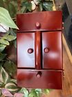 Vintage Singer Wooden Accordion Sewing Storage Chest Box W  Drawers  scratches 