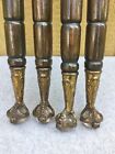Set 4 Victorian Parlor Table Legs Brass Claw Glass Ball Feet Antique Salvage 29 