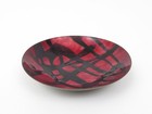 Enamel Copper Bowl 7 25  Abstract Deisgn Mcm Red   Black Signed Allen
