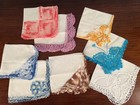 Lot Of 19 Vtg Cotton linen Hankies Tatted  Crocheted Lace Edges Or Hand-work