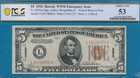  5 00 1934 Mule Hawaii Brown Seal Federal Reserve Note Pcgs Au53